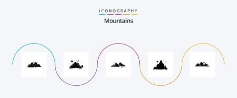 paquete de iconos de glifo 5 de montañas que incluye. naturaleza. escena. naturaleza vector