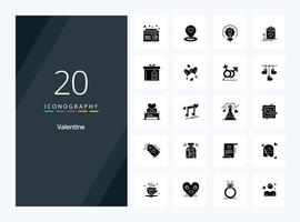 20 Valentine Solid Glyph icon for presentation vector