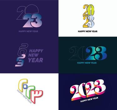 Big Set of 2023 Happy New Year logo text design 2023 number design template vector