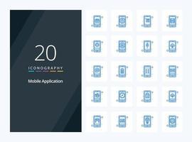 20 Mobile Application Blue Color icon for presentation vector