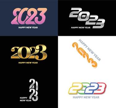 Big Set of 2023 Happy New Year logo text design 2023 number design template vector