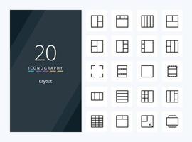 20 Layout Outline icon for presentation vector