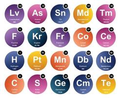 20 Preiodic table of the elements Icon Pack Design vector