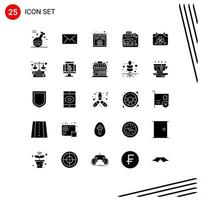 Set of 25 Vector Solid Glyphs on Grid for day calendar code hobby image Editable Vector Design Elements