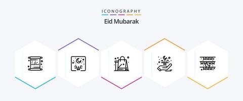 eid mubarak paquete de iconos de 25 líneas que incluye la mano. Eid. Arábica. Eid. nuevo vector