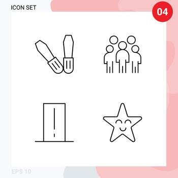 Pack of 4 creative Filledline Flat Colors of mechanic electronics leader person light mete Editable Vector Design Elements
