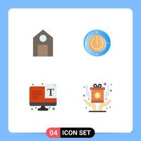 Pictogram Set of 4 Simple Flat Icons of education text science power font Editable Vector Design Elements