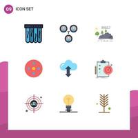 Universal Icon Symbols Group of 9 Modern Flat Colors of up cloud nature storage footage Editable Vector Design Elements