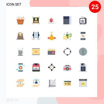 grupo de 25 colores planos modernos establecidos para errores de transmisión de televisión elementos de diseño vectorial editables de cuadrícula de anuncios vector