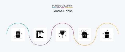 Food and Drinks Glyph 5 Icon Pack Including drinks. food. machine. drinks. wine vector