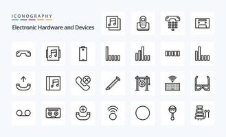 paquete de iconos de línea de 25 dispositivos vector