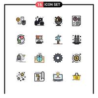 paquete de iconos de vector de stock de 16 signos y símbolos de línea para elementos de diseño de vector creativo editable de parte de datos de tractor de documento de informe