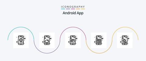 paquete de iconos de la línea 5 de la aplicación de Android que incluye interacción. aplicaciones agenda. aplicación móvil vector