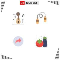 Mobile Interface Flat Icon Set of 4 Pictograms of audio arrow party jump rope ui Editable Vector Design Elements