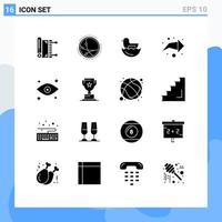 Set of 16 Modern UI Icons Symbols Signs for eyes direction internet right easter Editable Vector Design Elements