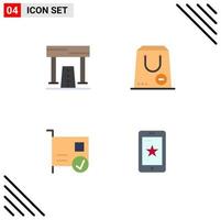 Stock Vector Icon Pack of 4 Line Signs and Symbols for activities purchase game e computers Editable Vector Design Elements