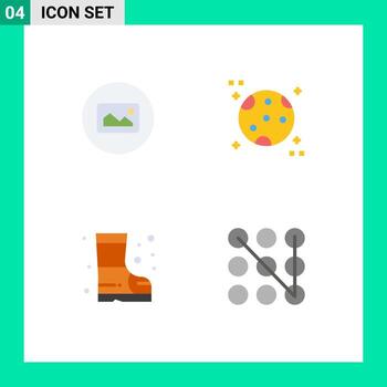 4 Thematic Vector Flat Icons and Editable Symbols of image safety ui space pattern Editable Vector Design Elements