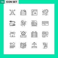 Set of 16 Vector Outlines on Grid for duration play farming game air hockey Editable Vector Design Elements