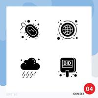 Pictogram Set of 4 Simple Solid Glyphs of bacteria rain research exchange wind Editable Vector Design Elements