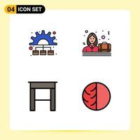 Set of 4 Modern UI Icons Symbols Signs for management furniture working case dermatologist Editable Vector Design Elements