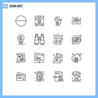 Modern Set of 16 Outlines and symbols such as idea finance fire fintech innovation mask Editable Vector Design Elements