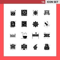 16 Thematic Vector Solid Glyphs and Editable Symbols of format sitting object garden city Editable Vector Design Elements