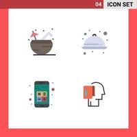 4 User Interface Flat Icon Pack of modern Signs and Symbols of beach app summer meal calculator Editable Vector Design Elements