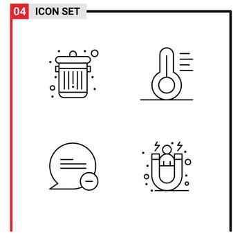 paquete de interfaz de usuario de 4 colores planos básicos de línea rellena de elementos de diseño de vector editables de cliente de chat médico de mensaje de eliminación