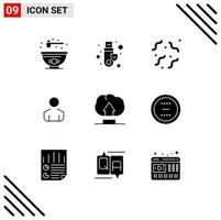 paquete de iconos de vector de stock de 9 signos y símbolos de línea para cancelar cargar elementos de diseño de vector editables de hombre de interfaz podrida