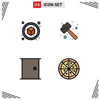 Set of 4 Modern UI Icons Symbols Signs for box door knock smash home Editable Vector Design Elements