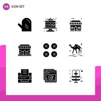 9 Solid Glyph concept for Websites Mobile and Apps creative store building shopping ecommerce Editable Vector Design Elements