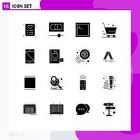 Set of 16 Modern UI Icons Symbols Signs for phone hardware terminal devices shopping Editable Vector Design Elements