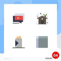 paquete de iconos planos de 4 símbolos universales de juego comida rápida video casa ecológica shawarma elementos de diseño vectorial editables vector