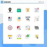 Group of 16 Modern Flat Colors Set for page data file server database Editable Pack of Creative Vector Design Elements