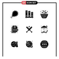 Universal Icon Symbols Group of 9 Modern Solid Glyphs of file action school volcano science Editable Vector Design Elements