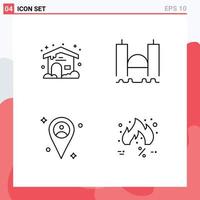 4 Universal Line Signs Symbols of home map bridge industrial friday Editable Vector Design Elements