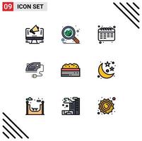 paquete de iconos de vector de stock de 9 signos y símbolos de línea para elementos de diseño de vector editables eléctricos de hierro de calendario de máquina de bush