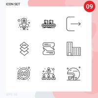 9 Thematic Vector Outlines and Editable Symbols of architecture messaging logout chatting plane Editable Vector Design Elements