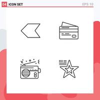 Group of 4 Modern Filledline Flat Colors Set for arrow device card pay connection Editable Vector Design Elements