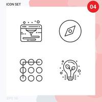 Universal Icon Symbols Group of 4 Modern Filledline Flat Colors of internet bulb compass lock light bulb Editable Vector Design Elements