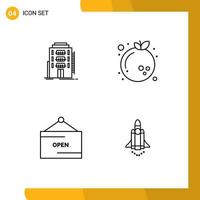 Modern Set of 4 Filledline Flat Colors Pictograph of building commerce hostel new open Editable Vector Design Elements