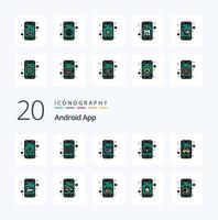 20 Android App Line Filled Color icon Pack like drive search online shop phone commerce mobile vector