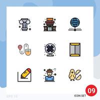 Pictogram Set of 9 Simple Filledline Flat Colors of conditioner computer connect search mouse Editable Vector Design Elements