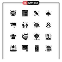 conjunto de 16 iconos de interfaz de usuario modernos signos de símbolos para elementos de diseño de vector editables de inicio de bulto de usuario de luz de oso