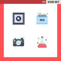 Set of 4 Vector Flat Icons on Grid for box photo all year image Editable Vector Design Elements