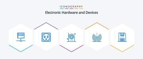 Paquete de 25 iconos azules de dispositivos que incluye dispositivos. señal. dispositivos. soltar. aire vector