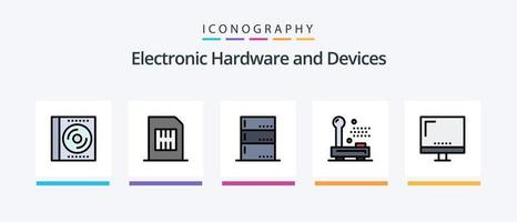 Devices Line Filled 5 Icon Pack Including devices. admin. devices. technology. gadgets. Creative Icons Design vector