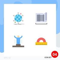 4 Flat Icon concept for Websites Mobile and Apps business achievement network drafting human Editable Vector Design Elements