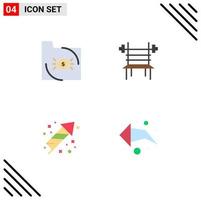 User Interface Pack of 4 Basic Flat Icons of bank machine document dumbbell festivity Editable Vector Design Elements