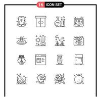 16 User Interface Outline Pack of modern Signs and Symbols of hotel swimming tube lock encryption Editable Vector Design Elements